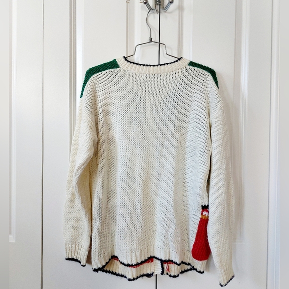 Cream Christmas Cardigan Wreath Camdy Canes & Trees Karen Scott Medium - Picture 2 of 5